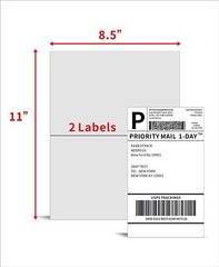 220-4400 Premium 8.5×5.5 Half Sheet Shipping Labels Self Adhesive 2 Per Sheet