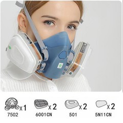 7 IN 1 Half Face Mask for 6200 / 7502 Gas Painting Spray Protection Respirator