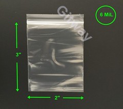 2″ x 3″ Reclosable Resealable Zip Top Lock 2×3″ FDA Clear Plastic Bags 6 miL