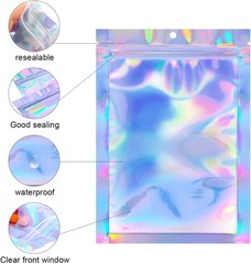 Holographic Mylar Bags Smell Proof Food Storage Zip Seal Foil Pouch Candy Bag