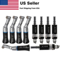 Dental Low Slow Speed Handpiece Contra Angle Air Motor 4Holes NSK Style Black