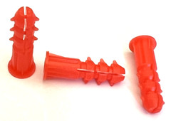 Barbed Ribbed Plastic Anchors #6-8-10 x 1″ Blue, With or Without #6 x 1″ Screws