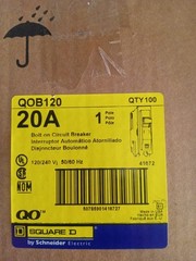 BOX OF 100 Pcs Square D QOB120 Circuit Breaker 20A 1P