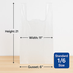 Bags 1/6 Large 21 x 6.5×11.5 Clear .51 Mil T-Shirt Plastic Grocery Shopping Bags