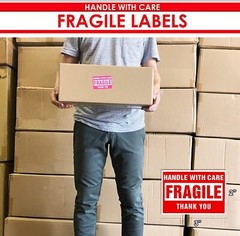 10000 Fragile Stickers 2×3 Handle with Care Thank You Mail Labels 500/Roll