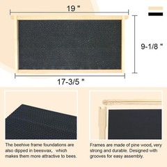 Deep Brood Box Bee Hive Frames & 100% Beeswax Foundation Sheets – 10 Pack