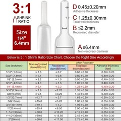 15 ft Dual Wall Adhesive Lined Φ1/4″ 6.4mm 3:1 Ratio Heat Shrink Tubing Clear US