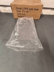 CASE OF 1,000 Clear 1.5 Mil Food Safe 8″ x 18″ Flat Open-Top LDPE Poly Bags