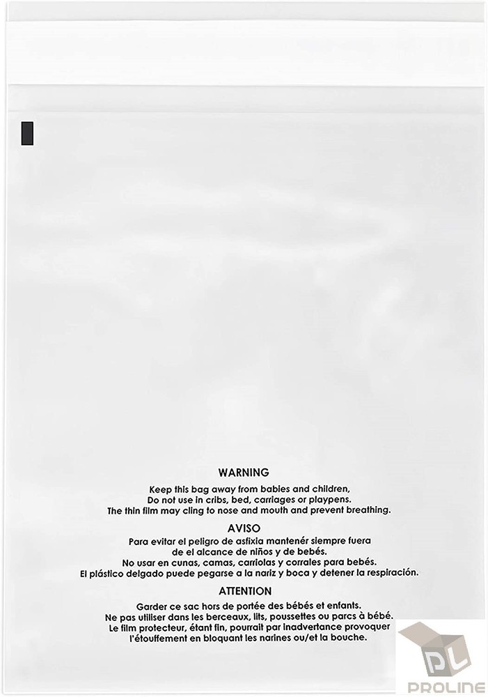 300 10×15 Suffocation Warning Clear Poly Self Seal Bags 1.5 mil Mailers