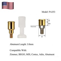 US Dental Zest Locator Overdenture Abutment for Zimmer TSV 3.5mm Internal Hex