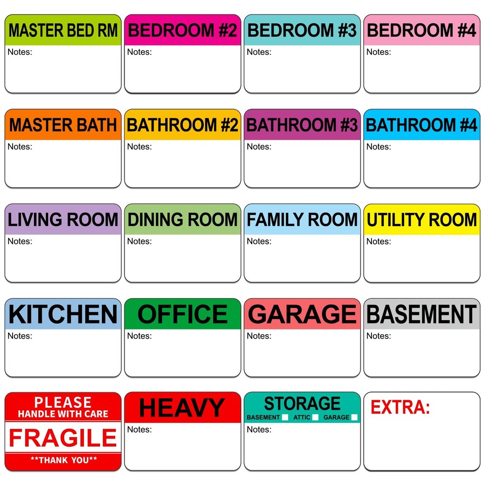3”x2” Moving Labels for Boxes Color 3″x2″, Stickers Sheets