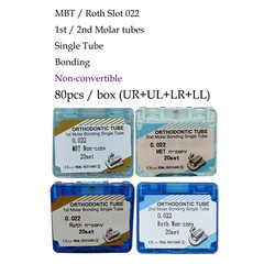 Dental Orthodontic Buccal Tubes 1st 2nd Molar Bracket Roth MBT 022 Bondable