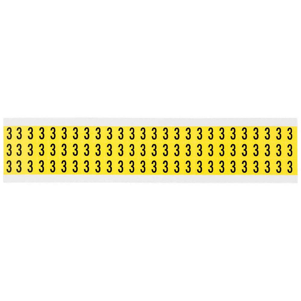 BRADY 3410-3 Number Label,3,1/2in.Hx11/32in.W,Vinyl 32MF38