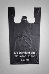 Bags 1/6 Large 21 x 6.5 x 11.5 BLACK T-Shirt Plastic Grocery Shopping Bags F&S