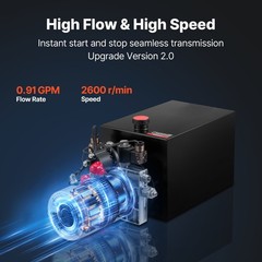 Uimoso 12 Quart Double Acting Hydraulic Pump Dump Trailer Power Unit DC 12V