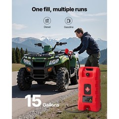Fuel Caddy 15 Gallon Portable Fuel Tank with Gravity & Hand Pump Modes