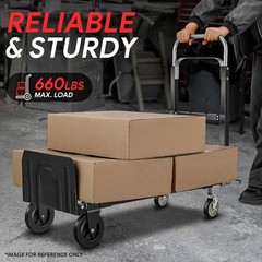 2-IN-1 660lbs Heavy Duty Aluminum Steel Folding Hand Truck Luggage Trolley Cart