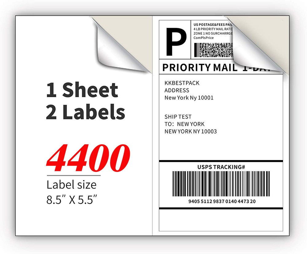 200-11000 Half Sheet Address Shipping Labels Blank Page 8.5 x 5.5 Self Adhesive