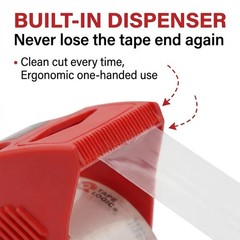 Tape Logic Heavy Duty Packing Tape with Dispenser (2 Pack) – 2.6 Mil Thick Cl…