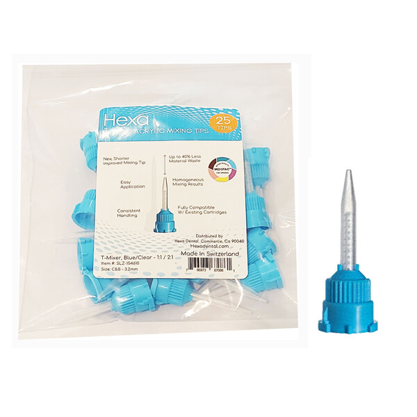 T-Mixer Acrylic Mixing, 25 Tips, Hexa(5 get 1 bag FREE), (Buy 10 get 2 FREE)