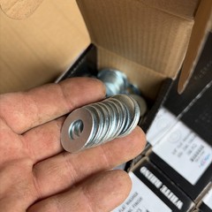 (Box of 100) 3/8” flat washer White Rhino Tuff USS-Zinc finish