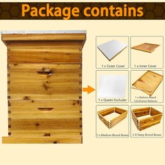 3 Layers Beehive Complete Box Kit Langstroth Beekeeping 2 Deep and 1 Medium