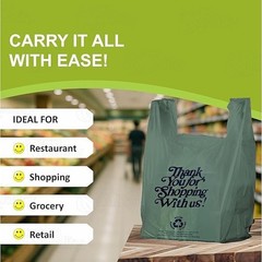 12×6.5×22 Inches Green Plastic Shopping Bags for Grocery Takeout Retail 160 Pcs