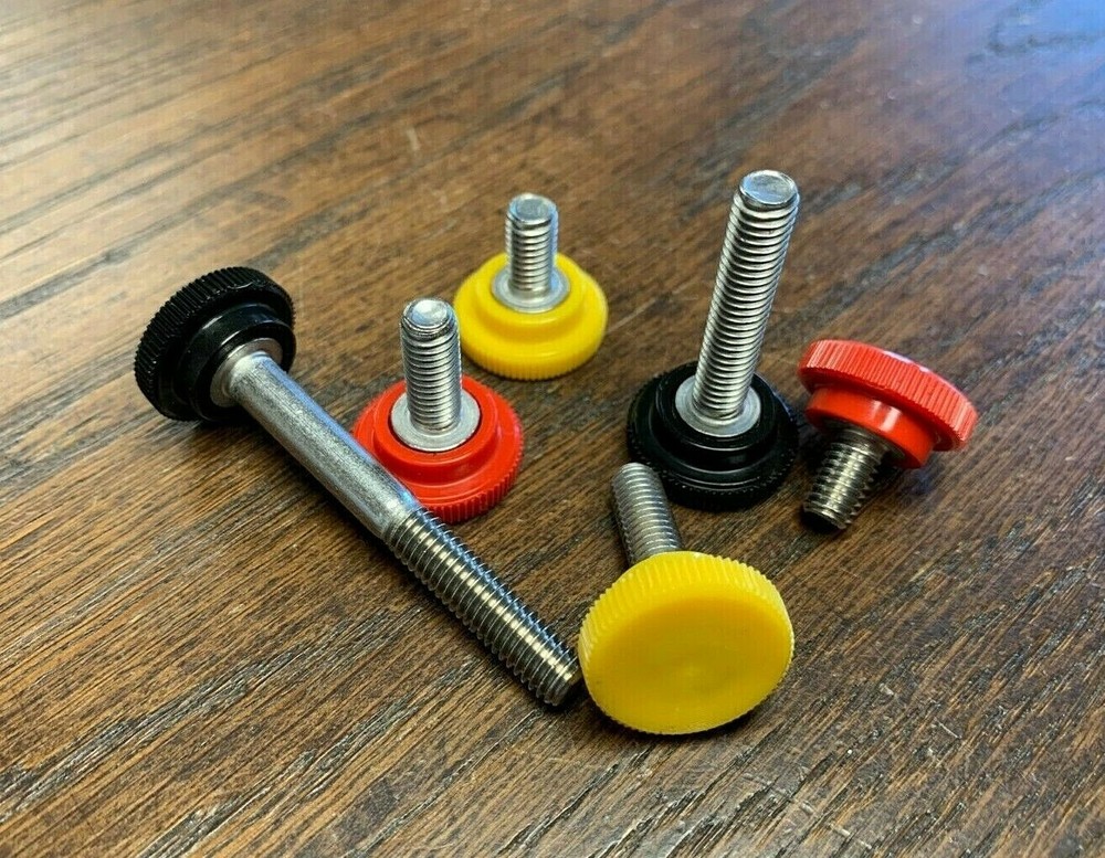 M6 Thumb Screws in Stainless Steel DIN 912 Metric, Knurled Red, Yellow, or Black