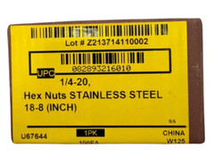 (Box of 100) Brighton 762036-100-PR Hex Nuts 1/4-20 Stainless Steel 18-8
