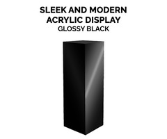 12″ x 12″ x 32″ Black Acrylic Lucite Display Cube Pedestal Art Sculpture Stand