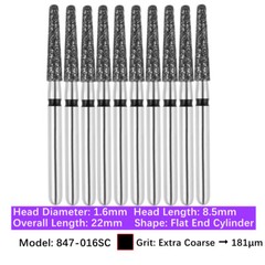 10pc Dental FG High Speed Diamond Burs Flat End Taper Shape Polishing Burs