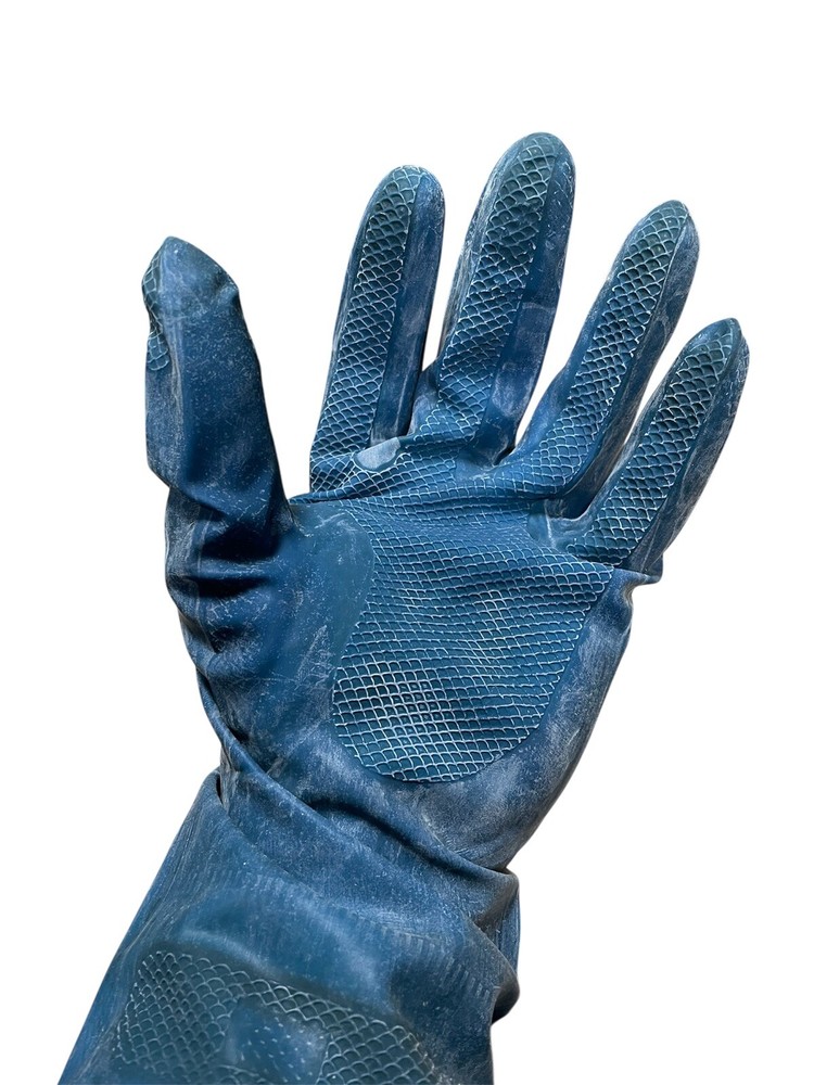 48 Blue Color Latex Gloves Pinked Cuff Chlorinated 4301 Left Hand FAST Shipping