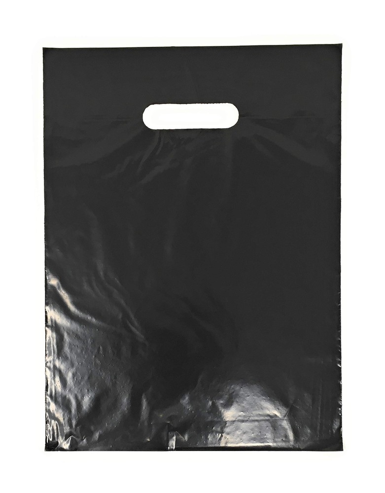 100 Pack 12″ x 15″ with 1.5 mil Thick – Black Merchandise Plastic Shopping Bags