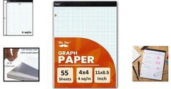 8.5×11 Inch Graph Paper Pad with 4 Squares/Inch – Perfect for Sketching & Math