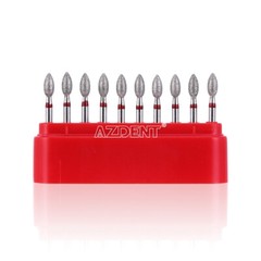 10pcs Dental FG Diamond Bur 368-023F RED Fine Grit Football High Speed Cutting