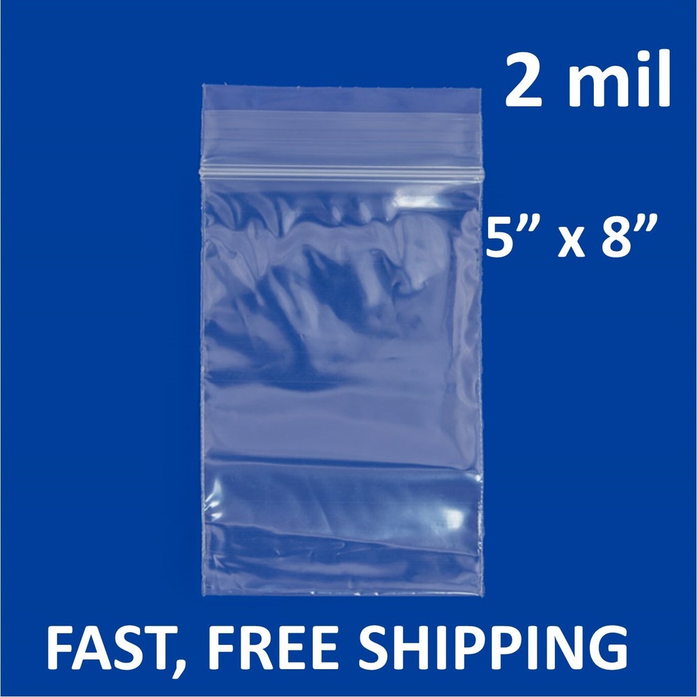5″x8″ CLEAR 2 MIL ZIP SEAL BAGS POLY PLASTIC RECLOSABLE LOCK SMALL LARGE BAGGIES