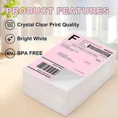 1000 4×6 Fanfold Direct Pink Thermal Labels for Zebra and Rollo Printers