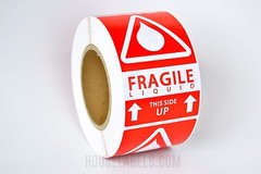 1 Roll ; 500 Labels 3×5 (3″ x 5″) Pre-Printed Fragile LIQUID This Way Up Labels