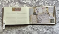 junk journal hand made canvas lace raffia bow 6 1/2 x 9 1/4 in. approx 80 pgs.