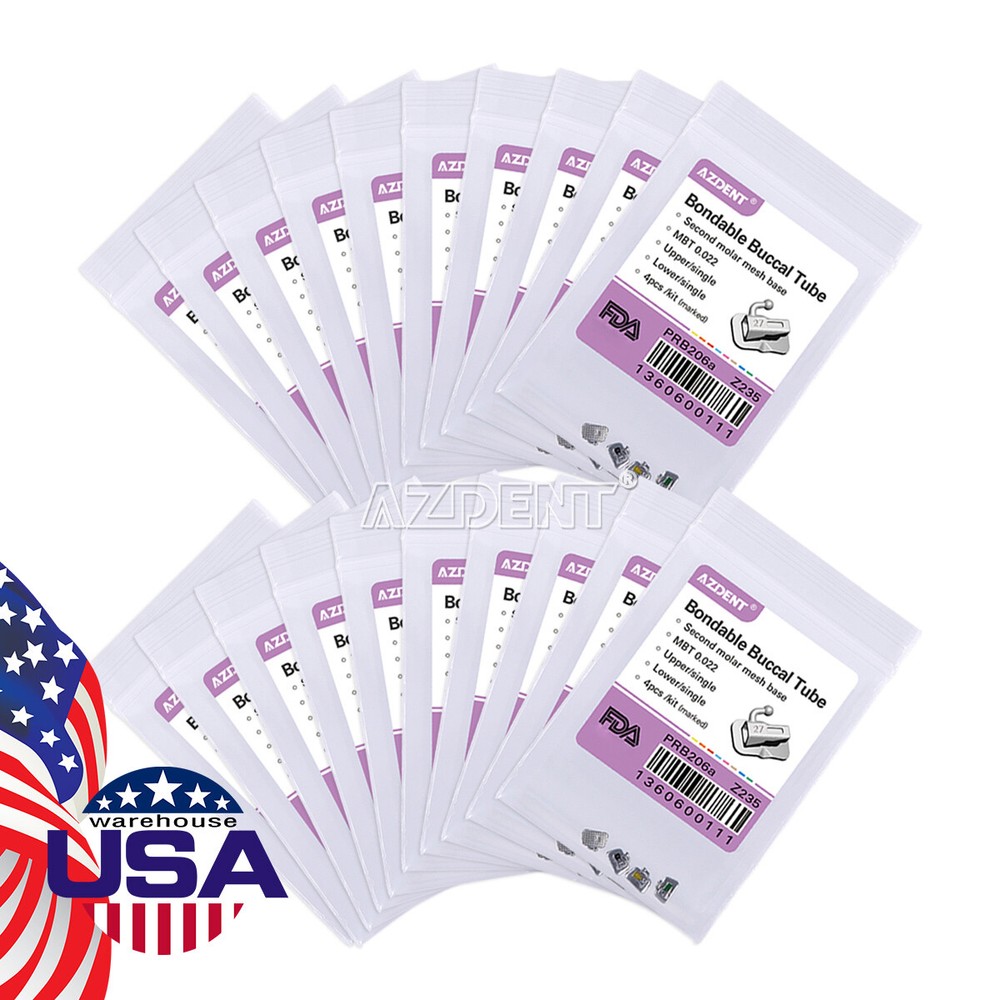 10-100X Dental Ortho Buccal Tube 2nd Molar MBT/Roth 022 Non-Convertible Bondable