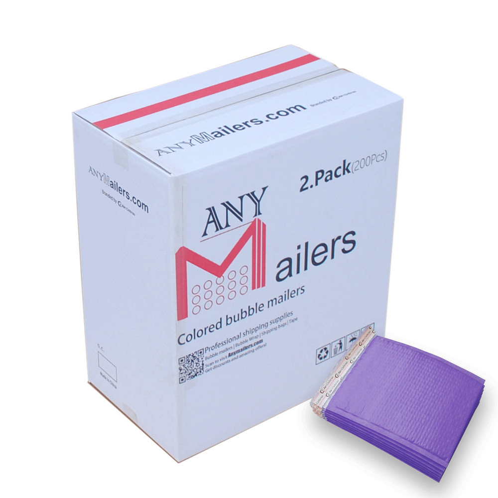 AirnDefense 400 #2 8.5X12″ Purple Poly Bubble Mailers Shipping Padded Envelope