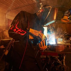 Revco Black Stallion BSX BX9C Black FR Welding Jacket with Red Flames (SM – 4XL)