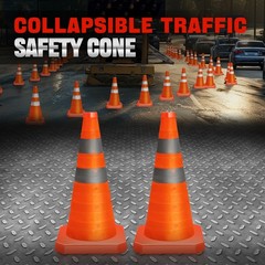 2 Pack 18 Inch Foldable Collapsible Traffic Safety Cones with Heavy-Duty Base