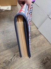 Crafting Scrapbook Linen-Like Red White Blue Fabric Covered File Accordion NEW