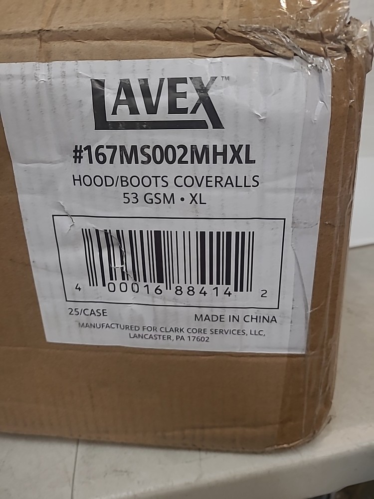 Lavex Hood/Boots Coveralls XL 25 Pack White 53 GSM