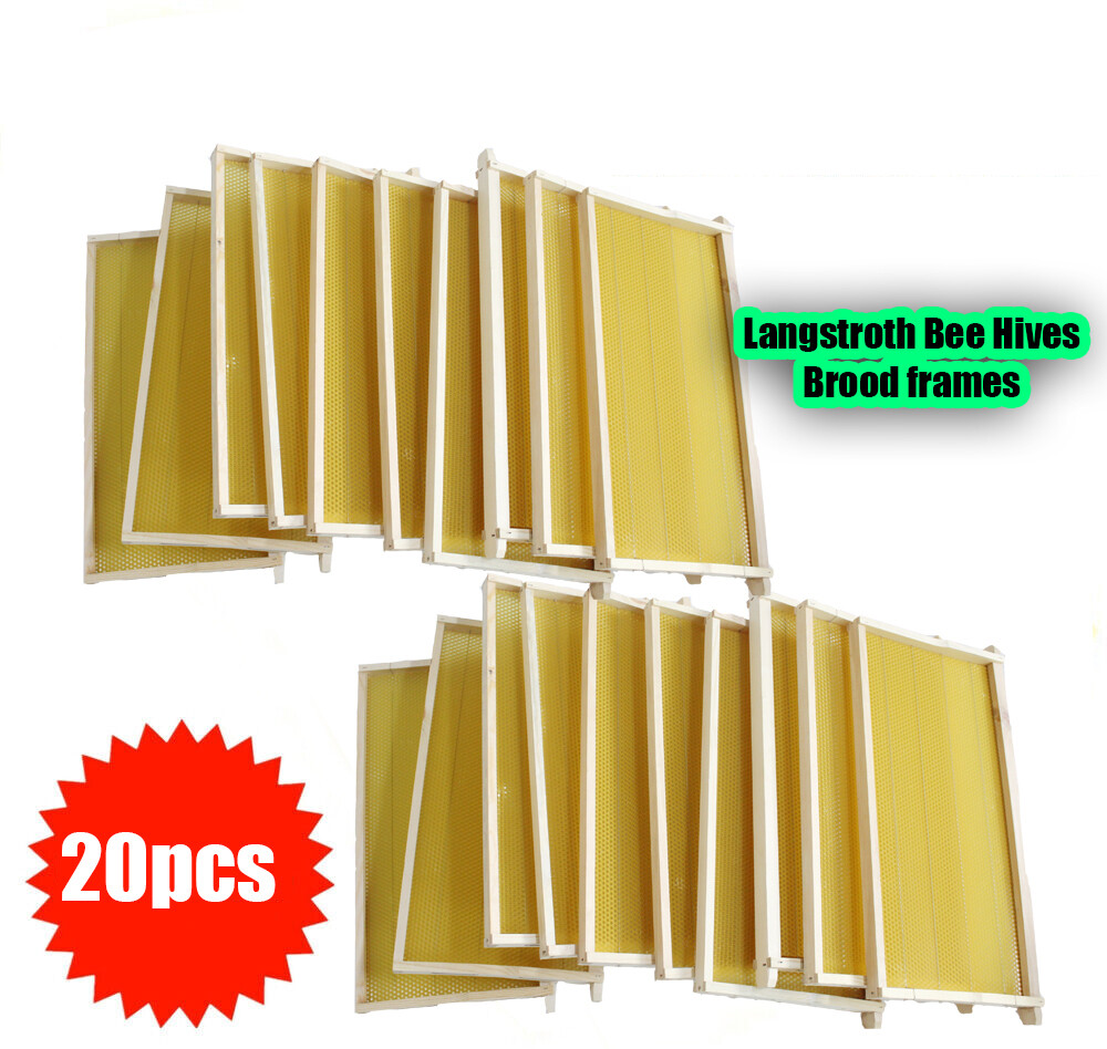 20 Langstroth Beehive Frames Wax Foundations Assembled Wooden Bee Hive Frames