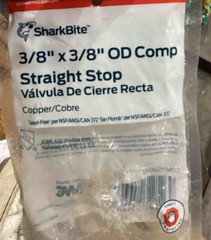 SharkBite COMPS3838Z Brass Ball Straight Valve, Quarter Turn, 3/8 x 3/8 In