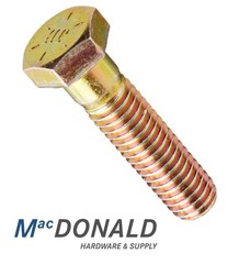 Grade 8 Hex Head Cap Screw Bolts Steel Yellow Zinc Coarse Thread (Various Sizes)