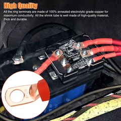 20pcs 4 AWG Gauge Copper Lugs w/ BLACK & RED Heat Shrink End Ring Terminals Wire
