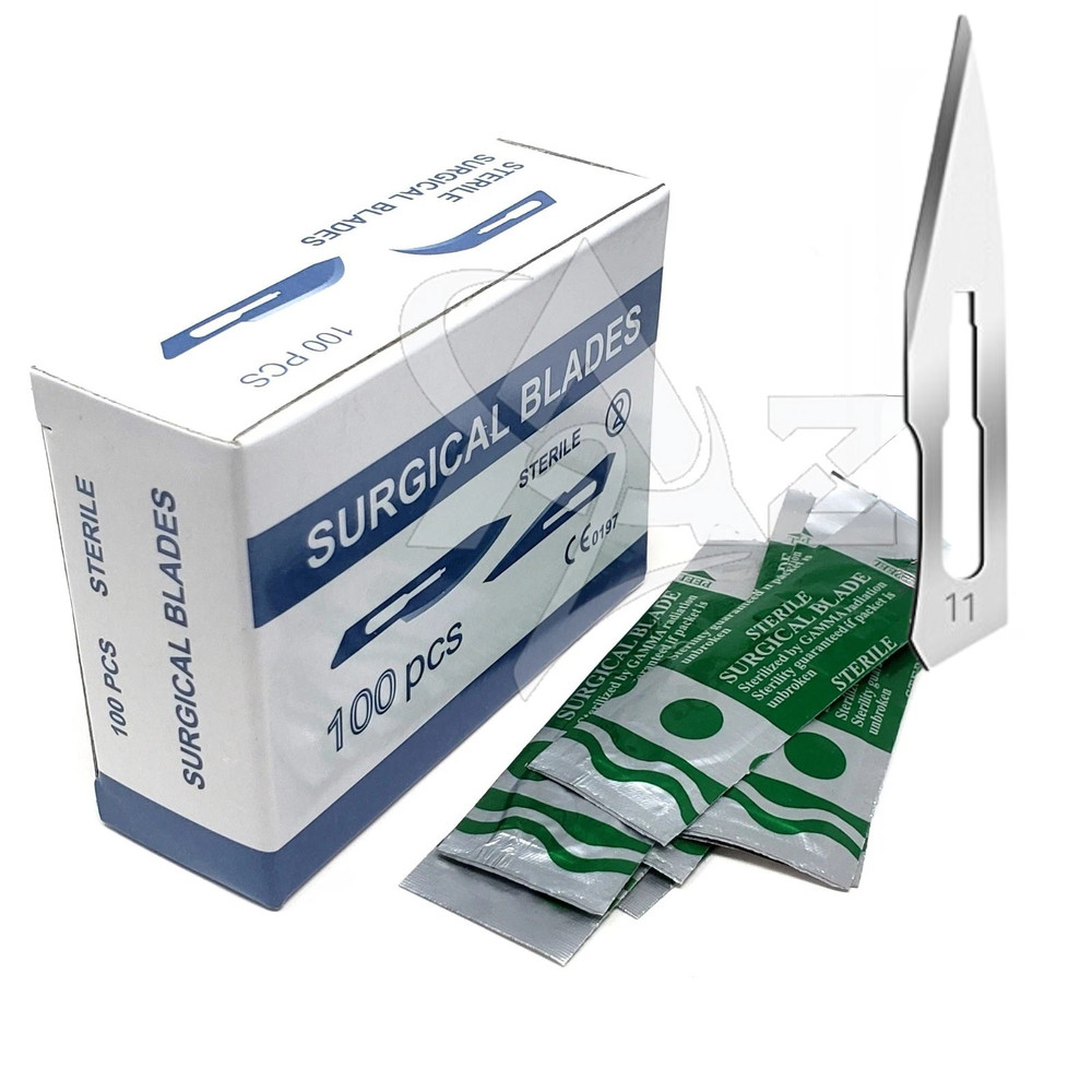 Box of 100 Sterile Surgical Blades #11 – Individually Foil Wrapped, Carbon Steel